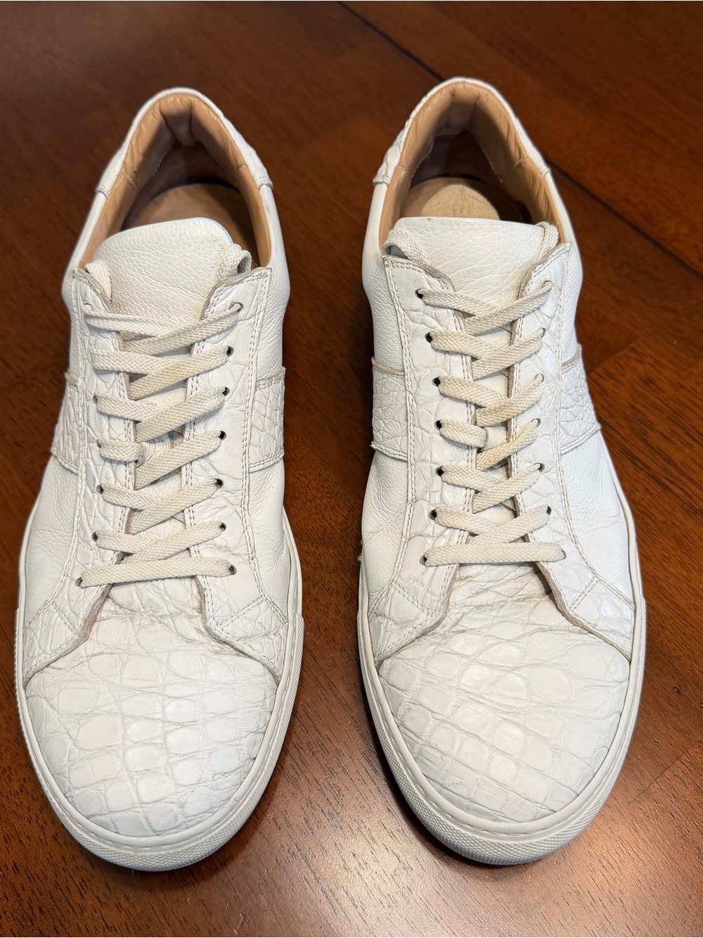 Zelli Italia Luca Crocodile & Calfskin Men’s 13 US White Sneakers Shoes 61-100